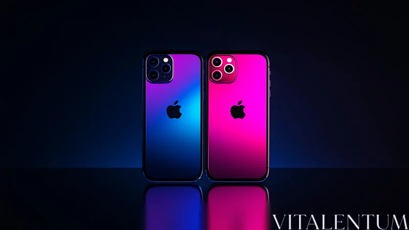Gradient iPhone Pro Cases. Neon Blue and Magenta Designs.