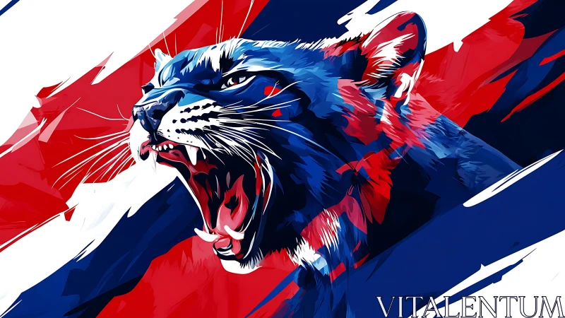 Aggressive Roaring Feline in Dynamic Geometric Composition