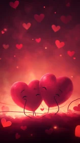 Two Glowing Hearts Dancing Through Love's Luminous Realm.