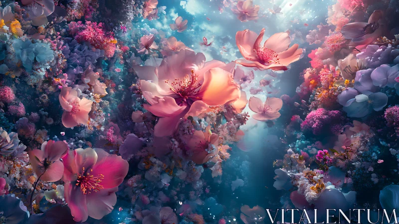 Luminous Floral Dreamscape: Three-Dimensional Botanical Convergence