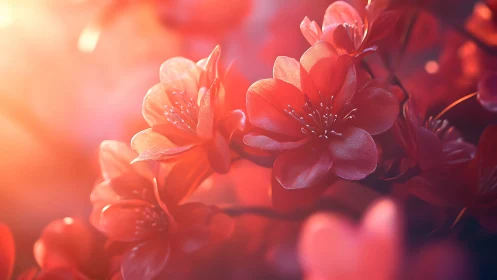 Radiant Red Blossoms Glowing in Warm Sunlight