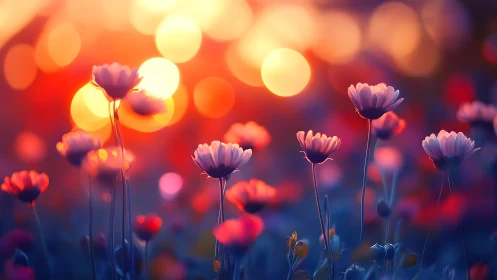 Purple Blooms Waltz Through Golden Bokeh Dreams