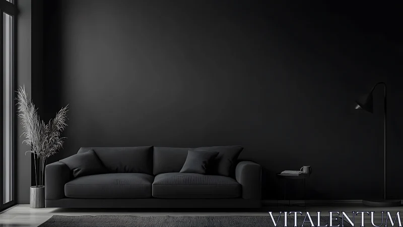 Cozy dark living room invites calm with chic minimalist style