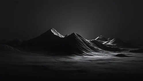 Luminous peak emerging from shadowed monochrome range.