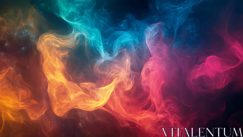 Multicolor volumetric nebula wisps in dynamic abstract field