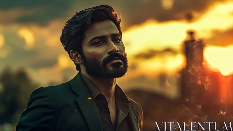 Sunset-burnished gaze rewrites the skyline into quiet drama