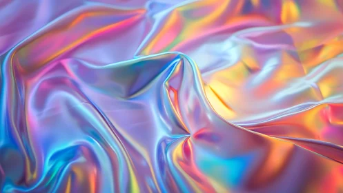 Iridescent satin folds display prismatic spectral reflections