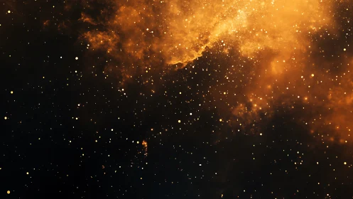 High contrast golden nebula cloud with dense stellar dust field