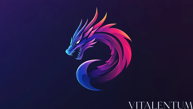 Neon spiral dragon curled in glowing cosmic colors.