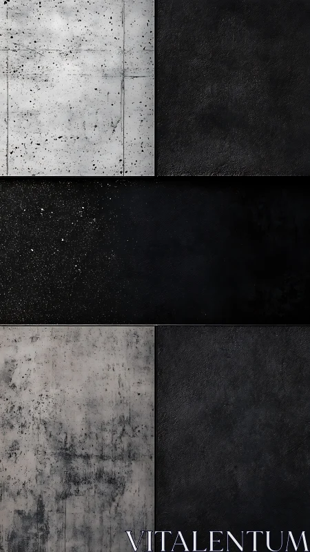 Concrete and dark plaster wall panels form tiled grid layout