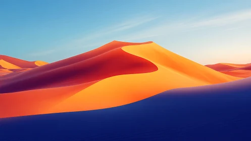 Blazing sunset dunes where molten gold meets indigo hush.