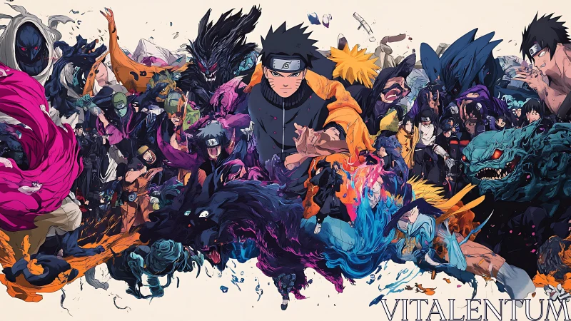 Dynamic Naruto anime battle collage with key characters.