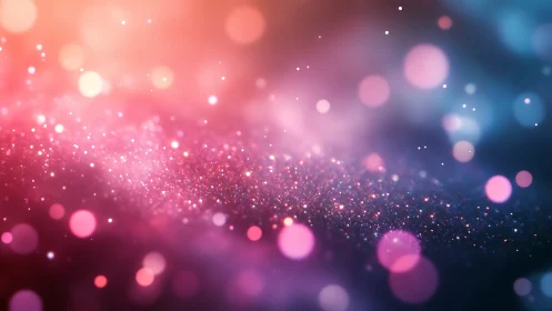 Neon particle bokeh over shimmering abstract gradient field.