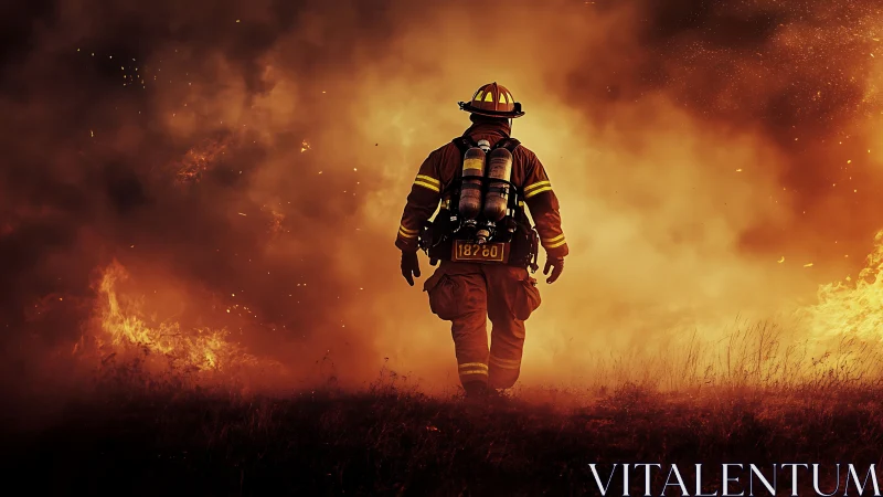 Firefighter Marches Through Inferno of Flame.