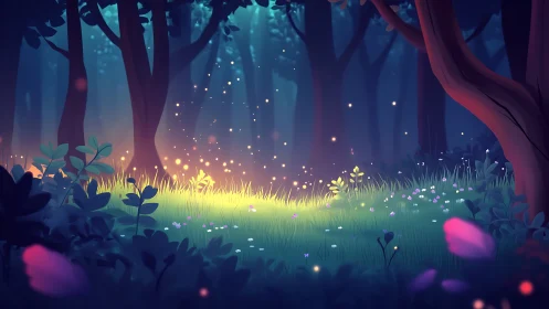 Enchanted Forest Glow: Where Magic Dances Through the Trees.