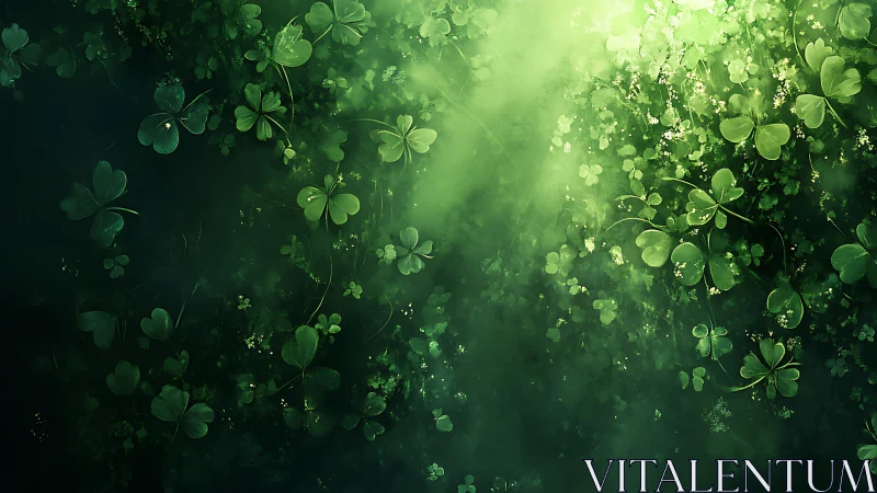 Soft sunlight over a dreamy carpet of glowing clovers.