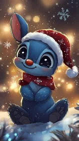 Tiny blue Christmas critter quietly hoards winter starlight
