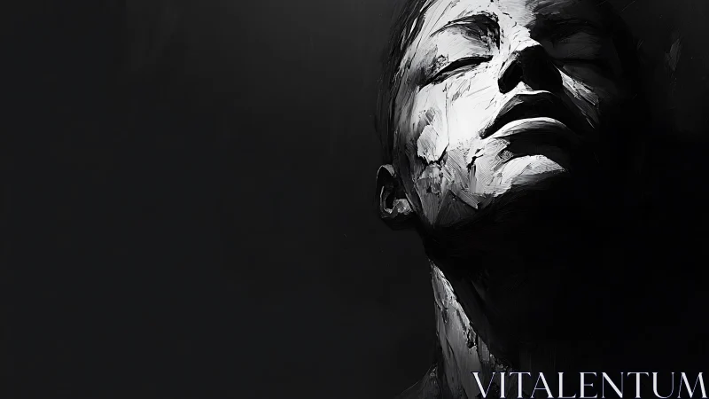 Monochrome textured portrait studies fractured serenity