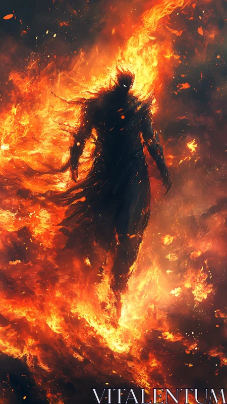 Emberborn wraith strides through a storm of living fire.