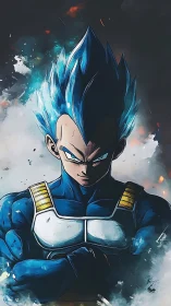 Electric warrior crowns the storm with cobalt flame hair