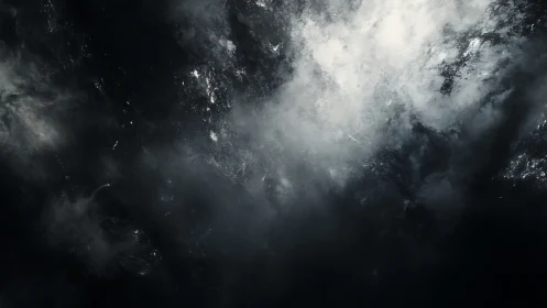 Storm-torn cloud mass dissolves into deep fractured darkness