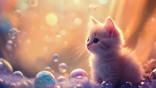 Luminescent Kitten: Digital Fantasy Portrait with Bokeh.