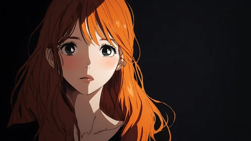 Firelit gaze in the dark, a quiet anime moment unfolding.