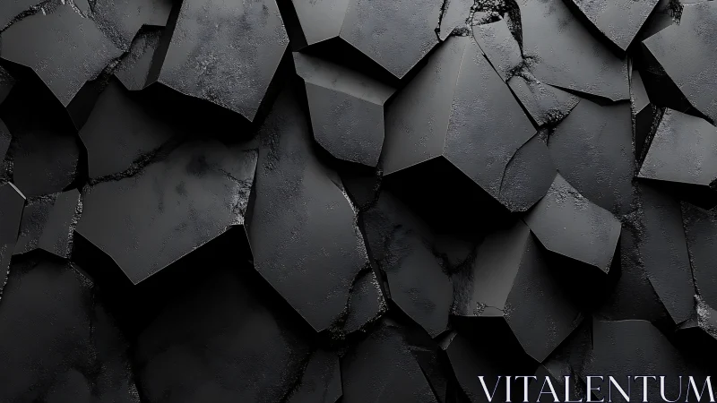 Shattered obsidian plates lean into darkness and depth