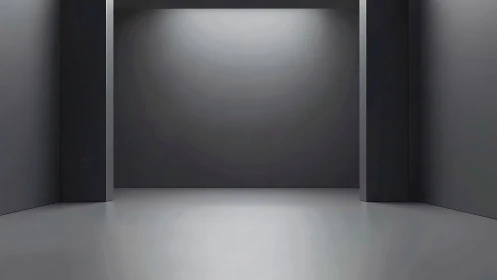 Quiet gray gallery invites calm focus in an empty space