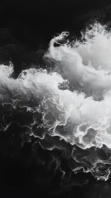 Billowing monochrome smoke wave in high contrast motion.