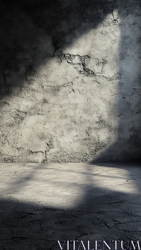 Concrete wall and floor with directional light shadow pattern.
