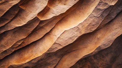 Sunlit canyon folds sketch warm sandstone in soft waves.