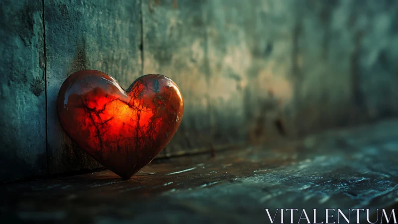 Crystalline Heart Against Weathered Urban Wall Surface