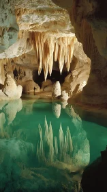 Emerald cavern mirror where stone chandeliers learn to dream.