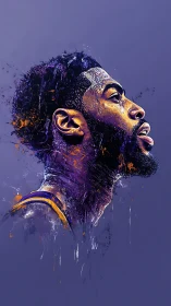 Explosive portrait of basketball player in purple hues.