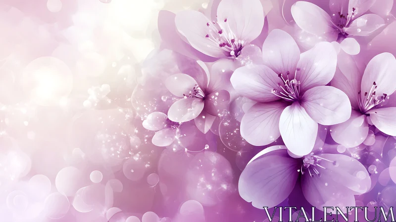 Purple and White Flowers with Bokeh Light Effect.