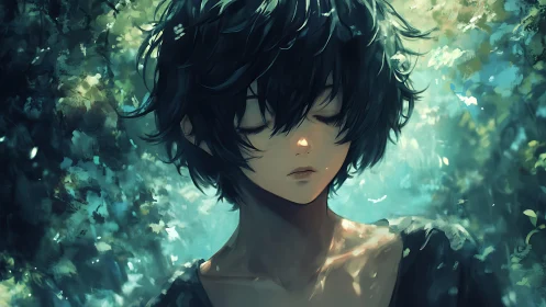 Softly lit forest dream with a quiet, thoughtful soul.