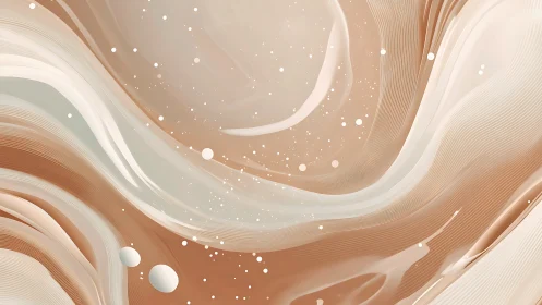 Soft beige waves swirl in a tranquil abstract space