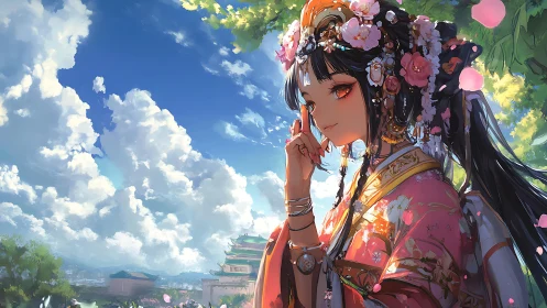 Sky-dreaming blossom empress beneath drifting petals. Period.