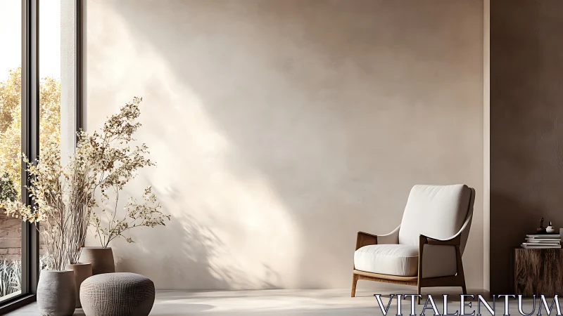 Sunlit minimalist reading nook invites calm and quiet reflection