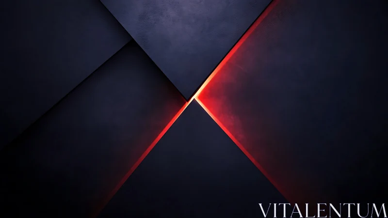 Dark geometric layers slice apart to reveal glowing red light