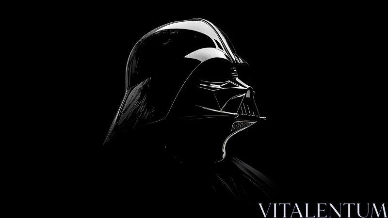 Photorealistic chrome helmet profile in deep negative space.