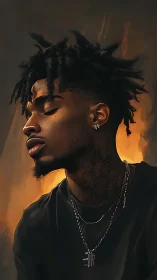 Quiet strength glows around a thoughtful young man in profile