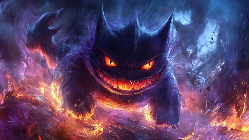 Digital painting of infernal phantom creature in motion stormscape.