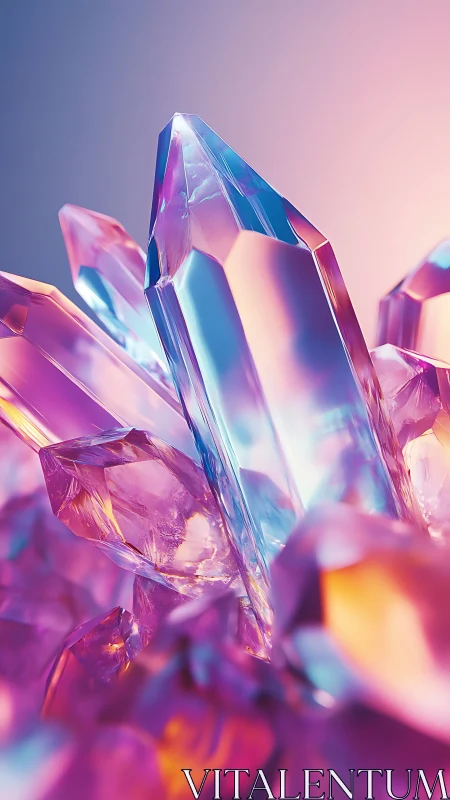 Iridescent crystal cluster rendered with high-gloss 3D lighting