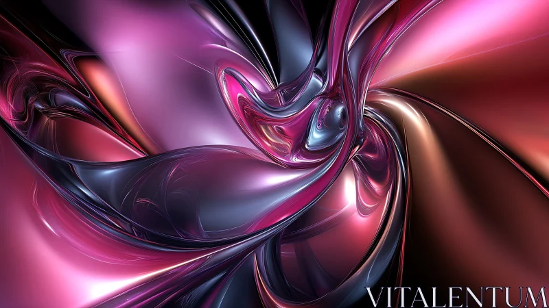 Shimmering metallic ribbons swirl in vivid pink and plum light