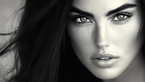 Intense monochrome portrait captures fierce feminine gaze