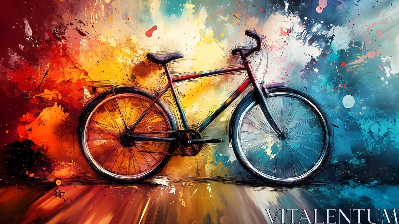 Bicycle Exploding in Vibrant Color Spectrum.
