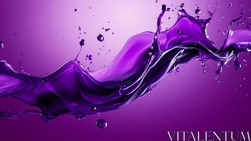 Vivid Purple Liquid Splash in Motion on Gradient Background.