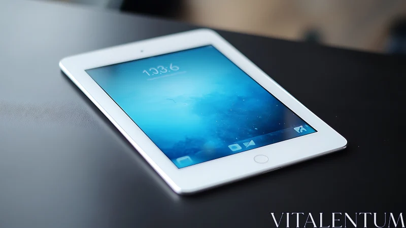 White tablet displays blue lock screen at 13:36.